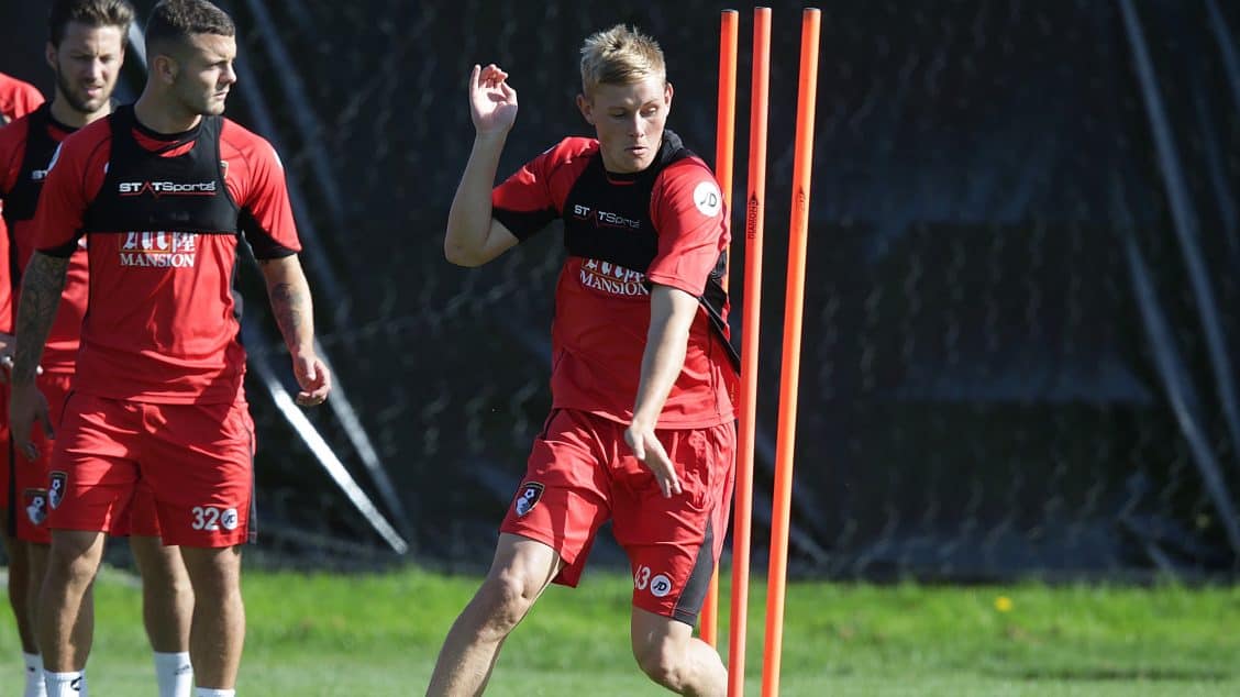 BOURNEMOUTH, UK, 28TH SEPTEMBER, 2016 Callum Buckley of Bournemouth during training ahead of the Cherries away game at Watford FC this weekend. Photo by Robin Jones/Digital South.