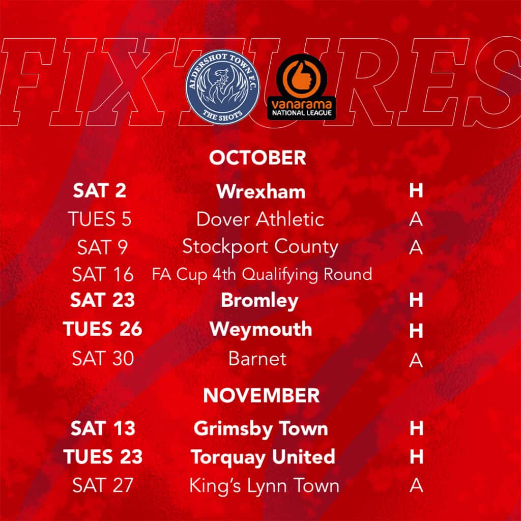 FIXTURE RELEASE 2021/22 NATIONAL LEAGUE FIXTURES RELEASED! Aldershot Town FC