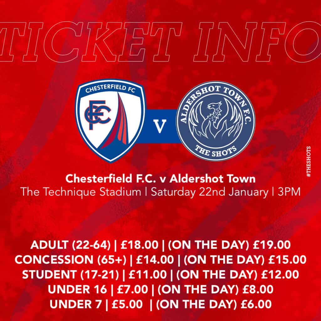 TICKET INFORMATION Chesterfield FC (A) (Vanarama National League